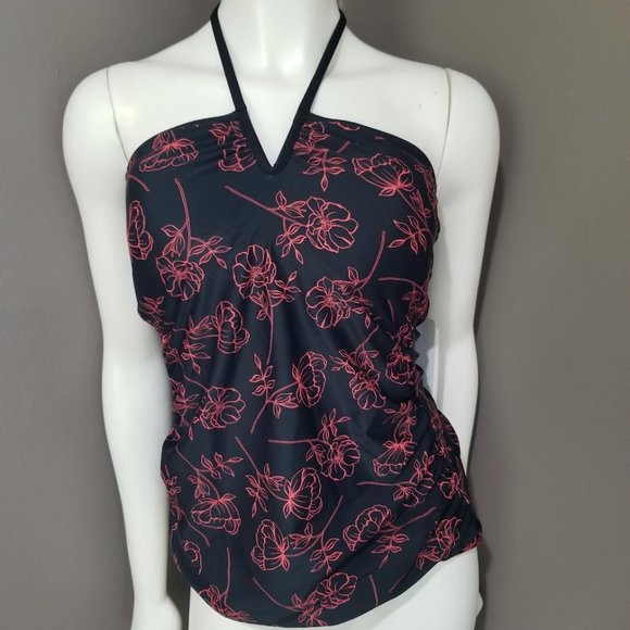 Calvin Klein V Wire Bandeau Halter Tankini Top Size Large - Picture 2 of 10